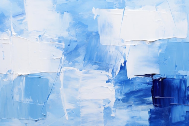 Abstracto arte moderno contemporáneo fondo de pancarta pintura al óleo azul y blanco en lienzo