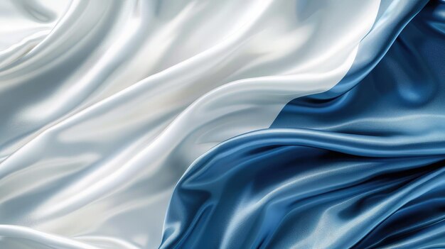 Abstracto azul branco tecido de luxo fundo de onda com espaço de cópia onda líquida suave textura satinada de seda brilhante elegante terno para papel de parede cabeçalho de capa de web desktop flyer