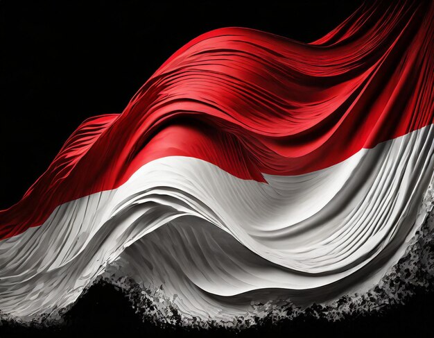 Abstracto bandera de Indonesia en el fondo negro