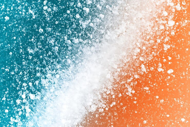 Abstracto Bokeh azul y naranja con salpicaduras blancas