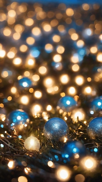 Abstracto borrado de azul e prata reluzentes lâmpadas brilhantes luzes fundo borrado de wallp de Natal