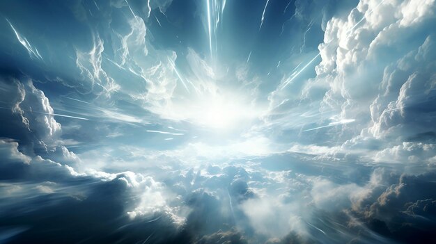 Abstracto branco transparente perspectiva de paralaxe sobrenatural brilho divino nas nuvens ilustração da razão esperança fé Criado com IA