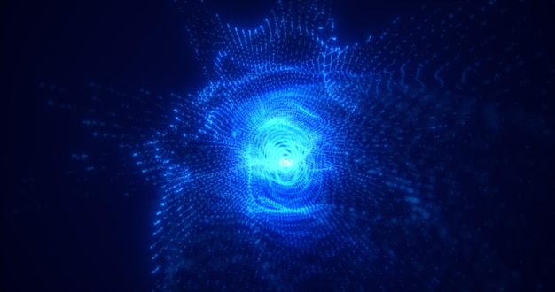 Abstracto brillante luz en bucle hitech energía esfera azul átomo coágulo de energía de líneas de ondas