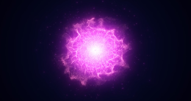 Abstracto brillante púrpura polvo de energía futurista con ondas de partículas de energía mágica