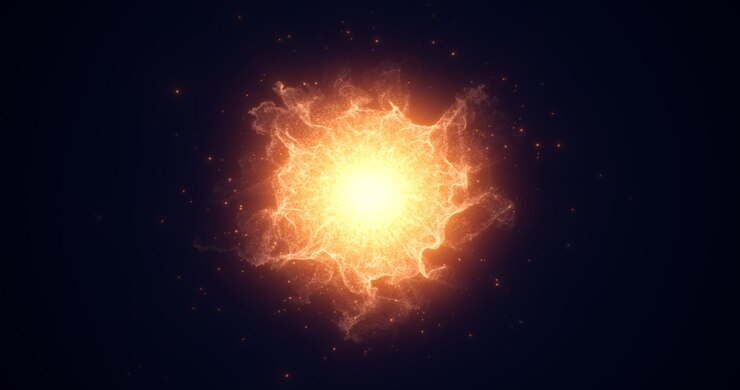 Foto abstracto brillo amarillo futurista polvo de energía con ondas de partículas de energía mágica