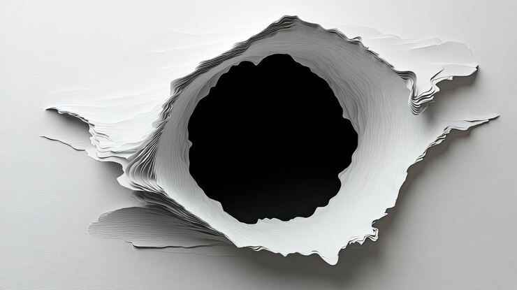 Foto abstracto buraco de papel branco com centro preto