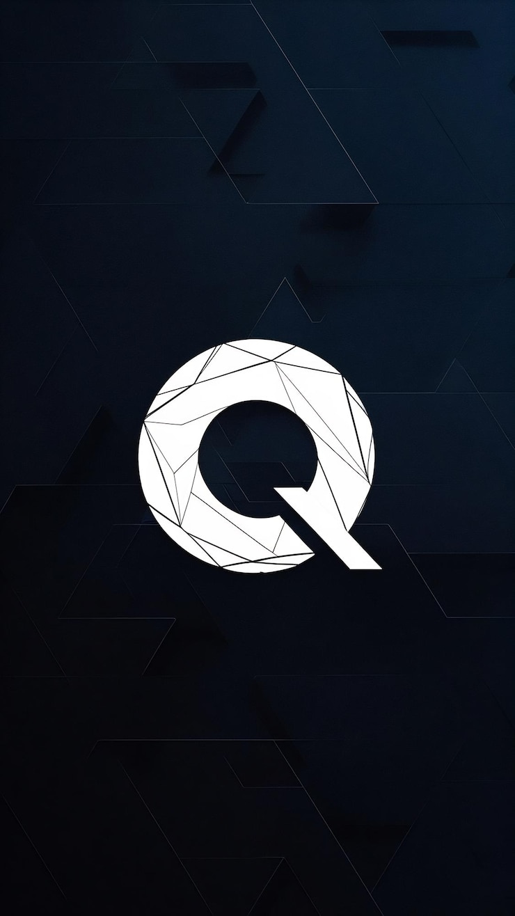 Foto abstracto círculo redondo poligonal letra q icono signo del logotipo de la compañía