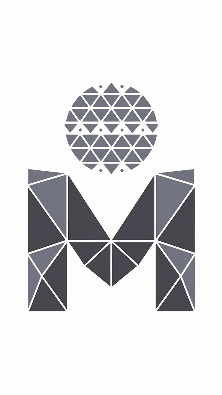 Foto abstracto círculo redondo poligonal m letra icono signo del logotipo de la empresa