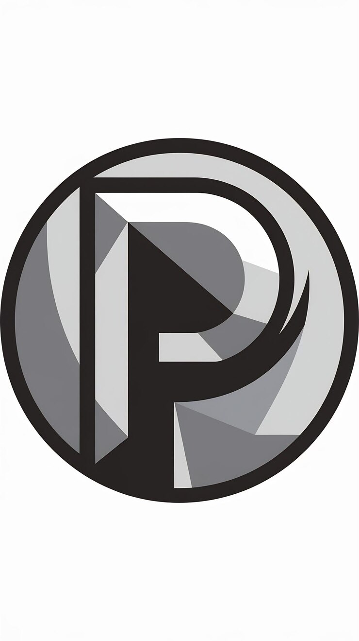 Foto abstracto círculo redondo poligonal p letra icono signo del logotipo de la empresa