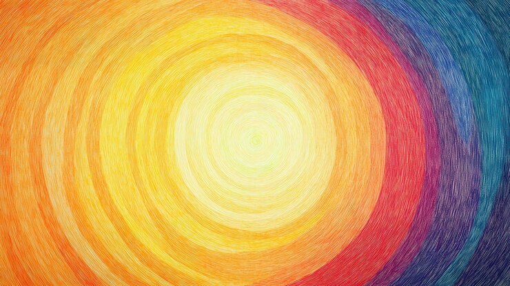 Abstracto Círculos concéntricos coloridos que irradian luz