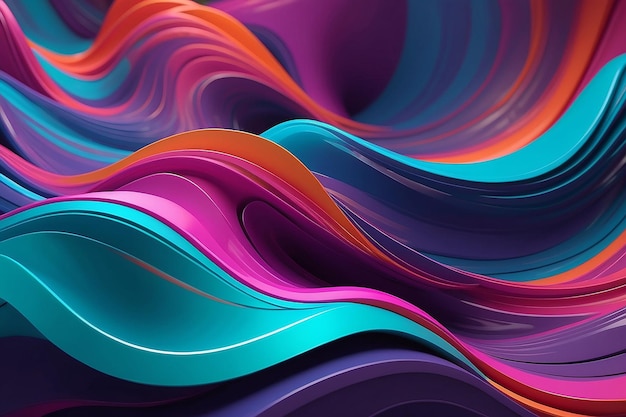 Abstracto colores vibrantes flujo ondulado ilustración renderizada en 3D fondo sci-fi fondo futurista