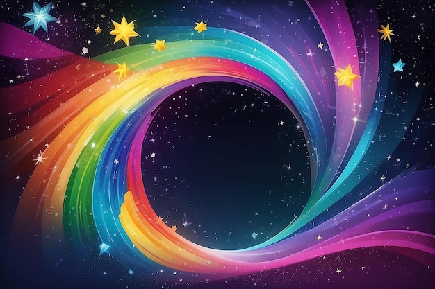 Foto abstracto colorido arco iris estrellado de fondo