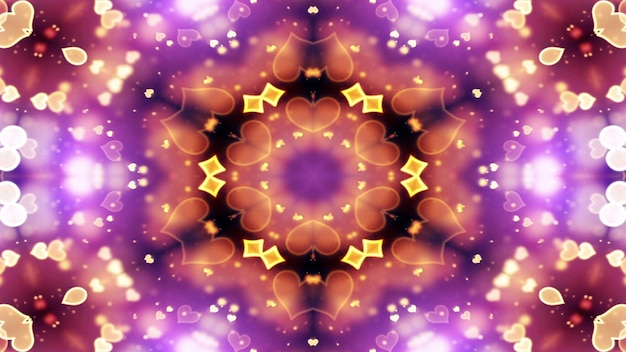 Foto abstracto colorido brilhante e hipnótico conceito padrão simétrico ornamental decorativo kaleidoscópio movimento círculo geométrico e formas de estrelas