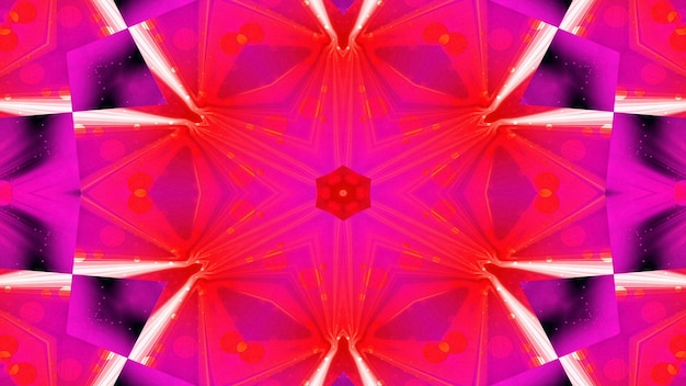 Abstracto Colorido Brillante e Hipnótico Concepto Patrón Simétrico Caleidoscopio Decorativo Ornamental Movimiento Círculo Geométrico y Formas de Estrellas