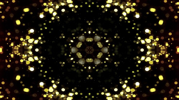 Foto abstracto colorido brillante e hipnótico concepto patrón simétrico ornamental decorativo caleidoscopio movimiento círculo geométrico y formas de estrellas