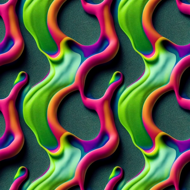 Abstracto colorido funky surrealista psicodélico dinámico líquido 3D formas sustancia patrón sin fisuras