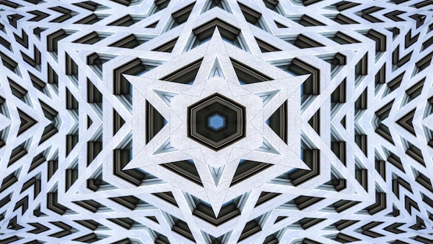 Abstracto colorido hipnótico padrão simétrico ornamental decorativo kaleidoscópio movimento círculo geométrico e formas de estrelas