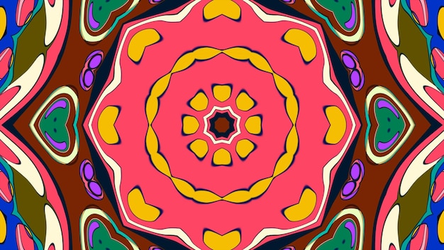 Abstracto colorido mandala psicodélica patrón de fondo caleidoscopio para un festival de música de verano