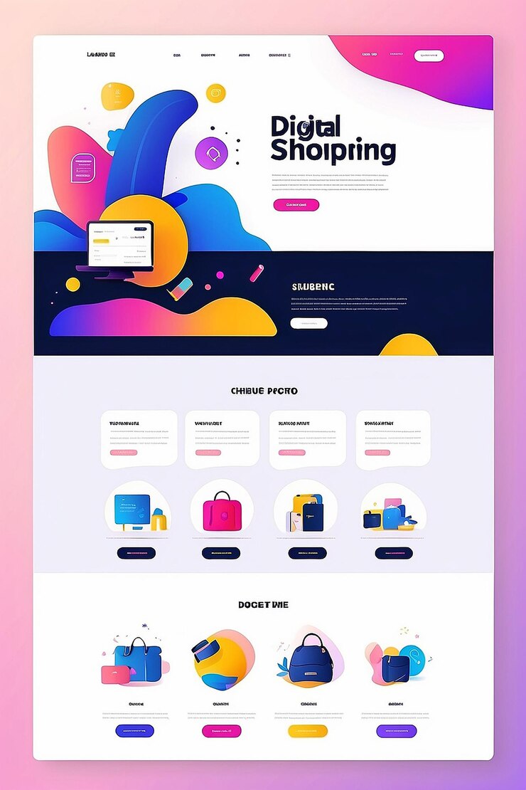 Foto abstracto compras digitales diseño de la página de inicio del sitio web minimalista creativo diseño de página de aterrizaje