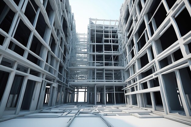 Foto abstracto construcción 3d de un edificio de oficinas