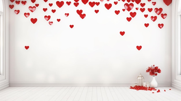 Abstracto corazón rosa rojo sobre fondo blanco Concepto de amor tarjeta de felicitación para el día de San Valentín