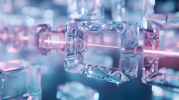 Abstracto cubos translúcidos antecedentes de la tecnología blockchain