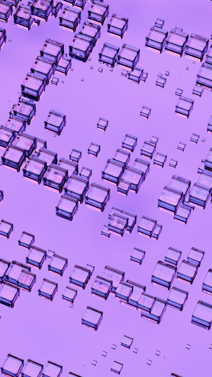 Foto abstracto cubos de vidrio flotantes con fondo gradiente