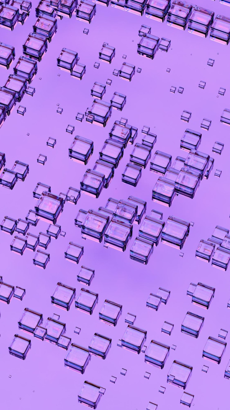 Foto abstracto cubos de vidrio flotantes con fondo gradiente