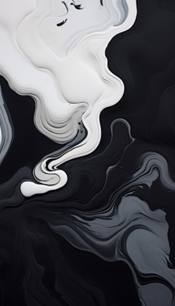 Abstracto de fundo líquido preto e branco gerado por IA