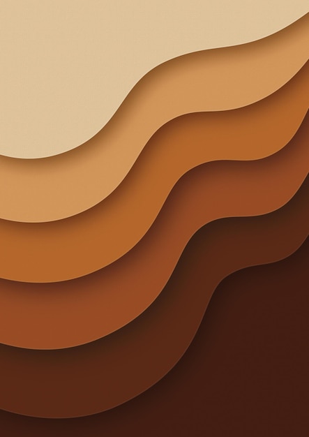Abstracto de papel cortado em camadas de ondas em tons de terra