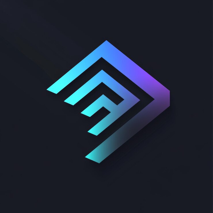 Foto abstracto diseño geométrico del logotipo icono de gradiente púrpura azul