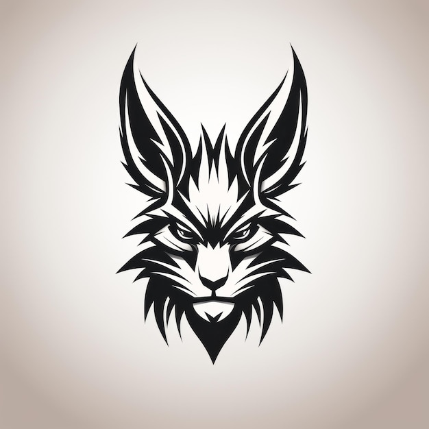Abstracto Diseño de logotipo de cabeza de animal en blanco y negro