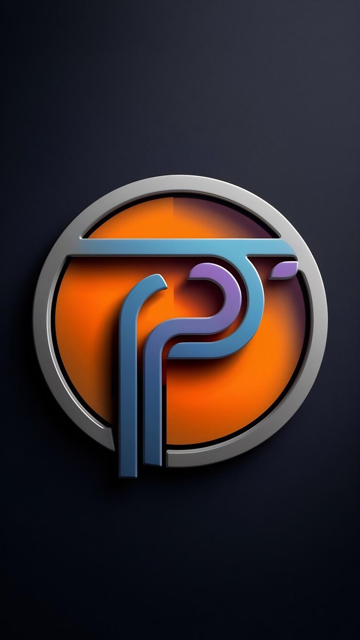 Foto abstracto diseño del logotipo de la empresa p letra círculo signo vector icono