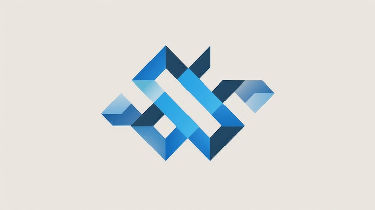 Foto abstracto diseño de logotipo geométrico azul y negro