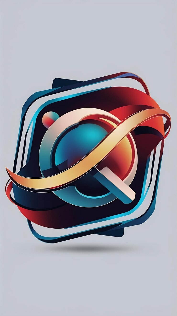 Foto abstracto diseño vectorial del icono de la esfera, el círculo, el signo q, la letra y el logotipo