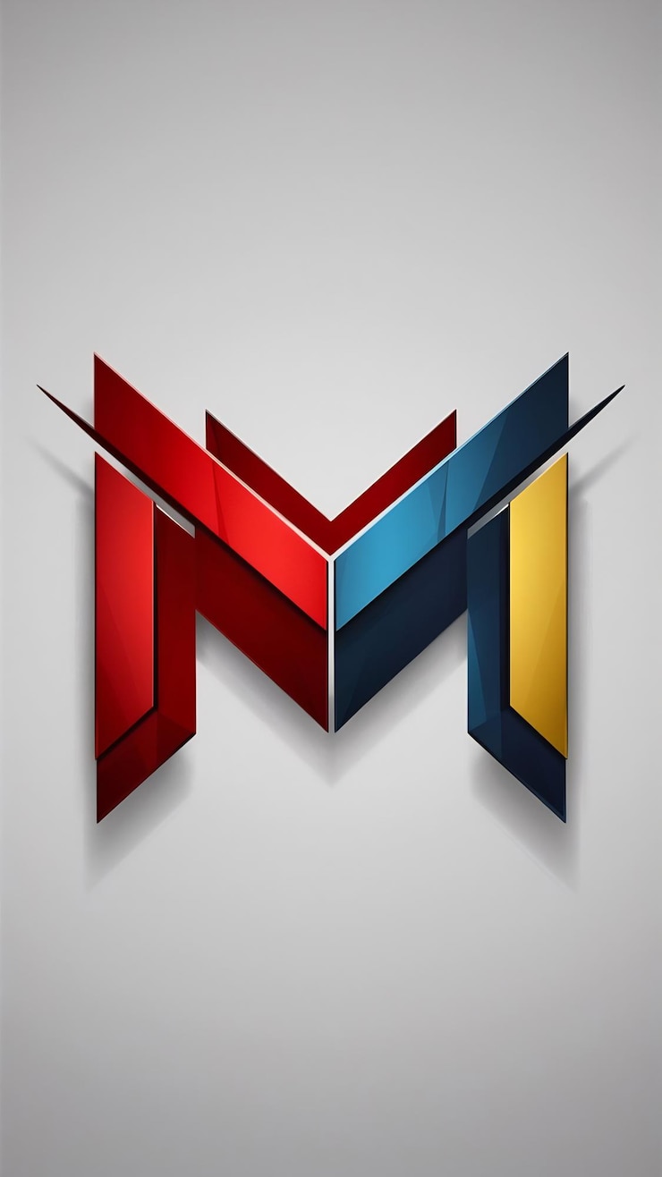 Foto abstracto diseño vectorial del signo del logotipo de la letra m plana