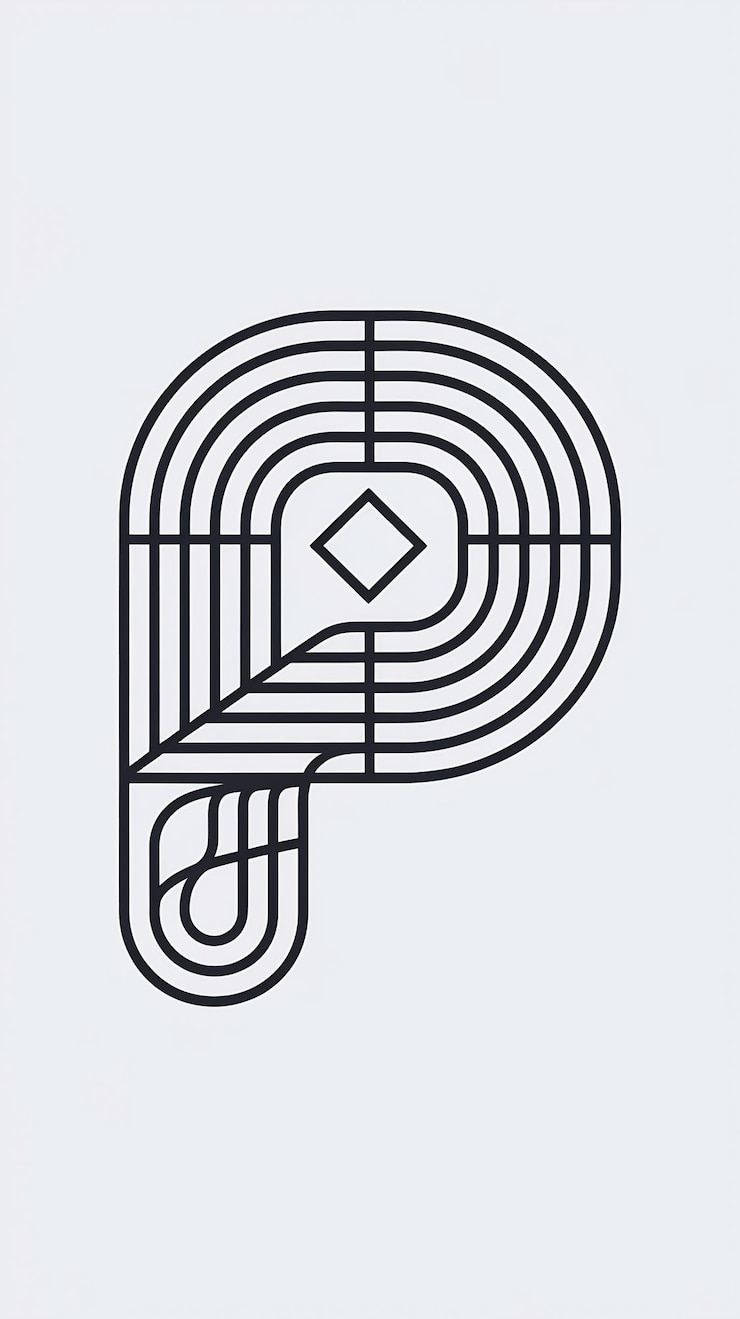 Foto abstracto diseño vectorial de signos de rombo del icono lineal del logotipo de la letra p