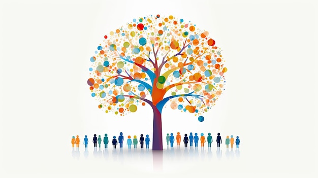Abstracto la diversidad de las personas en el árbol de la paz IA generativa