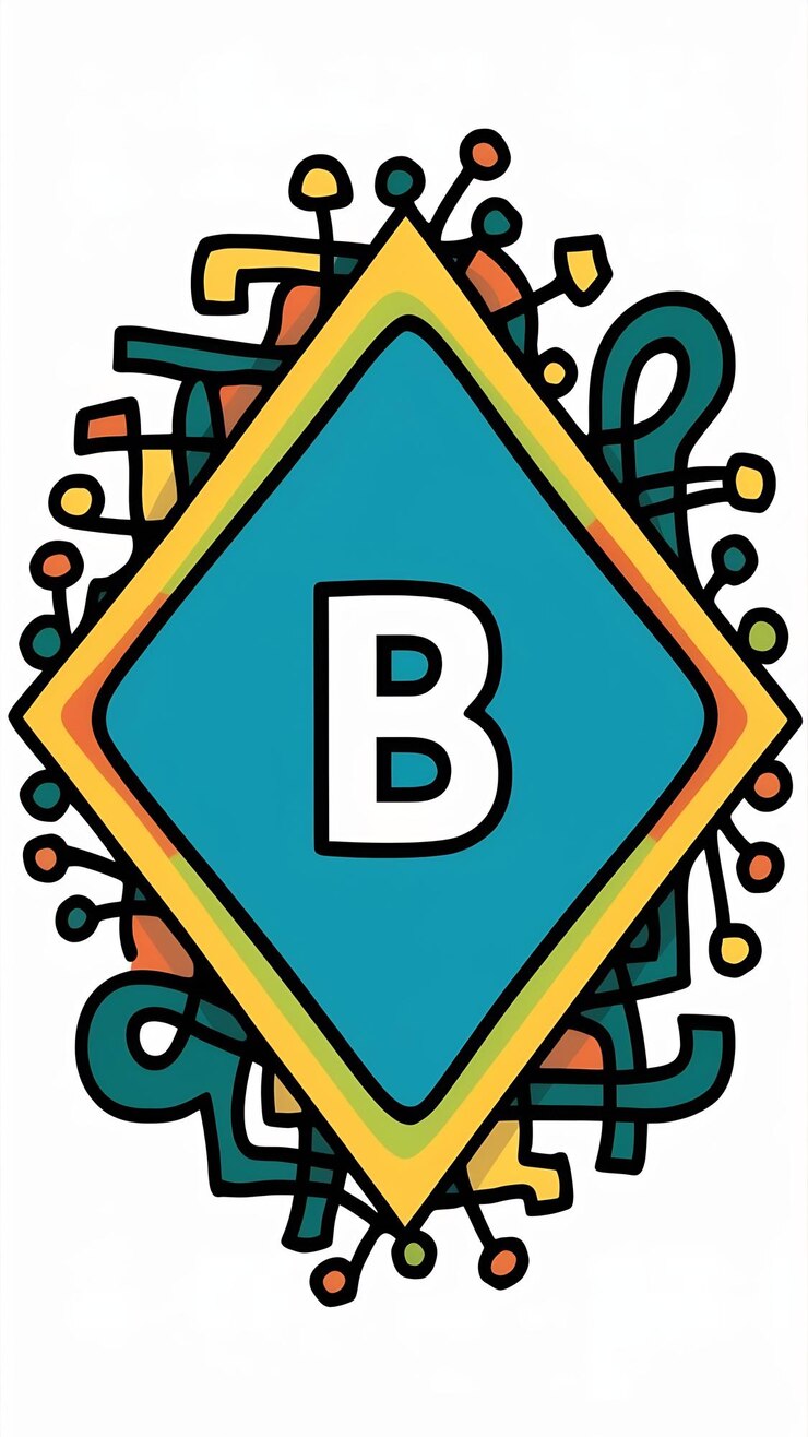 Foto abstracto divertido colorido rombo icono letra b logotipo signo diseño vectorial