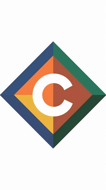 Abstracto divertido colorido rombo icono letra C logotipo signo diseño vectorial
