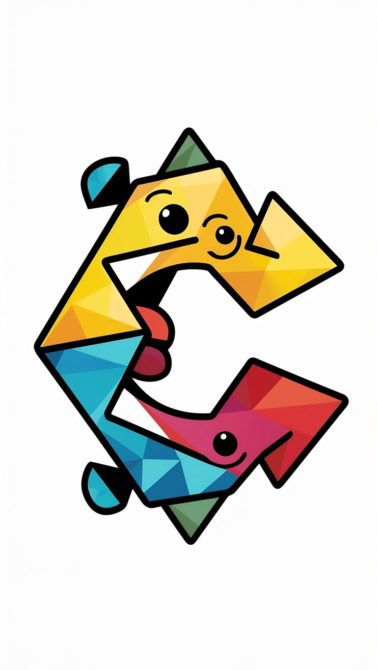 Foto abstracto divertido colorido rombo icono letra c logotipo signo diseño vectorial
