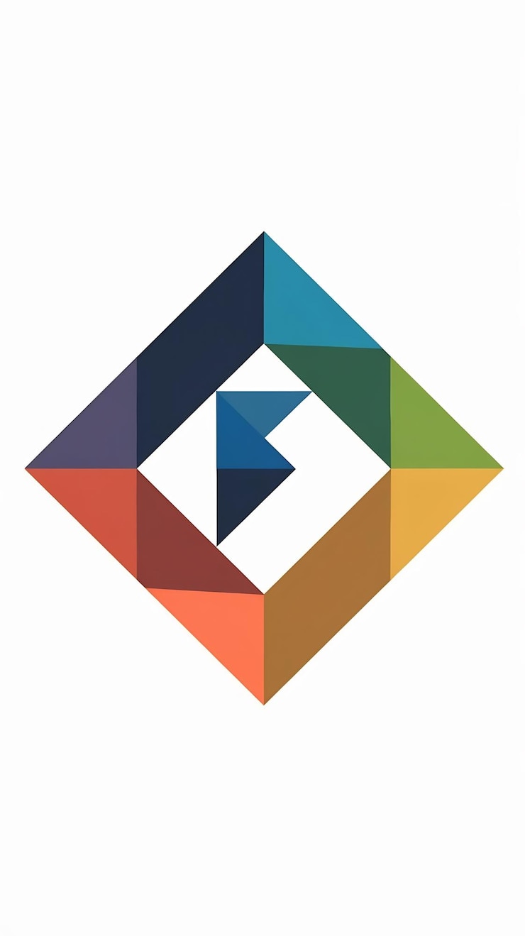 Foto abstracto divertido colorido rombo icono letra f logotipo signo diseño vectorial