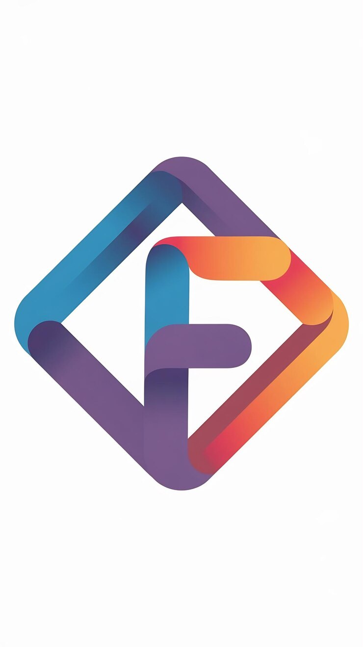 Foto abstracto divertido colorido rombo icono letra f logotipo signo diseño vectorial