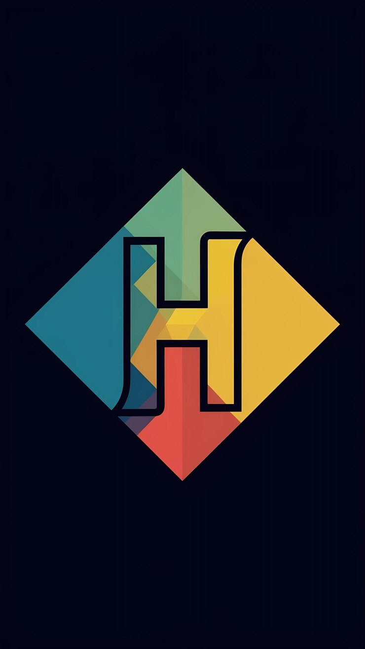 Foto abstracto divertido colorido rombo icono letra h logotipo signo diseño vectorial