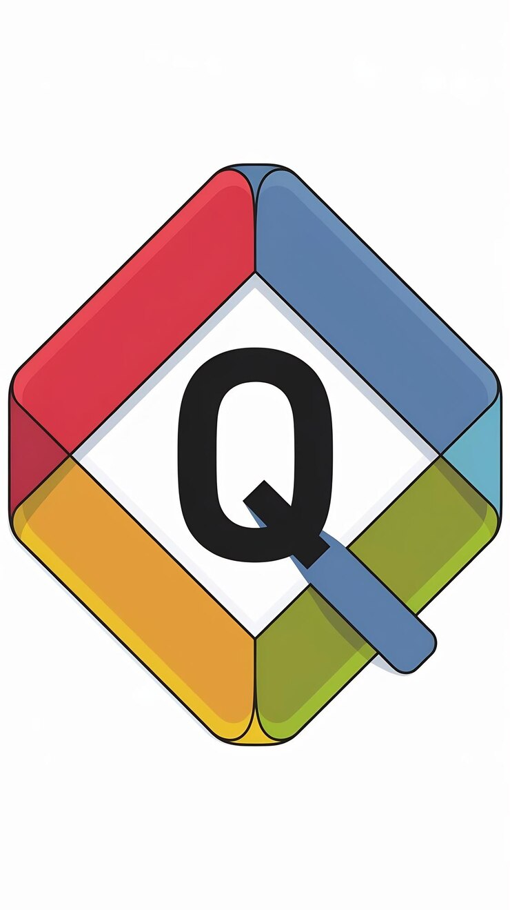 Foto abstracto divertido colorido rombo icono letra q logotipo signo diseño vectorial