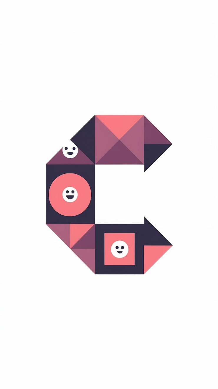 Foto abstracto divertido signo de logotipo de la letra c niños planos hexágono avatar ve