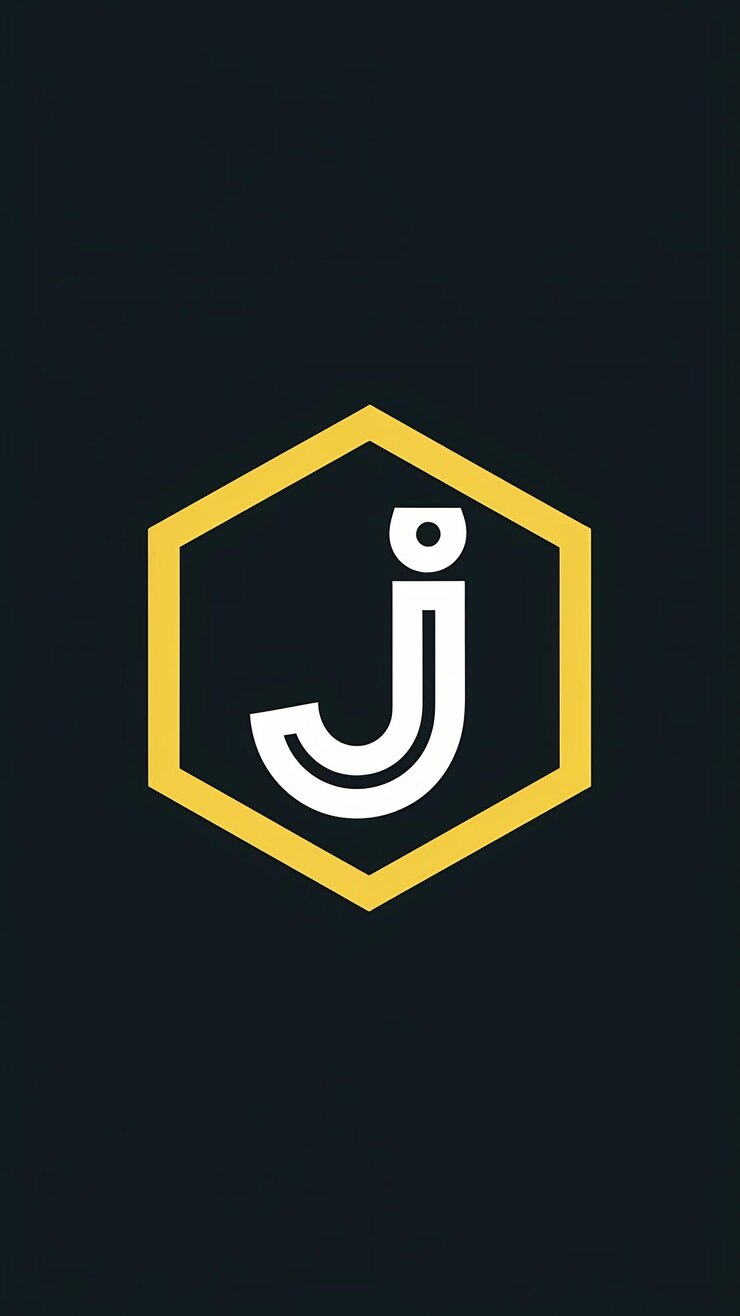 Foto abstracto divertido signo de logotipo de la letra j niños planos hexágono avatar ve