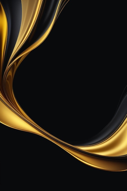 Abstracto dourado e preto ondulado em um fundo escuro composição vertical