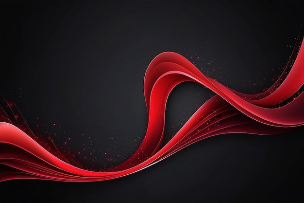 Abstracto elemento de design de onda vermelha de cor brilhante em fundo escuro Design científico ou tecnológico