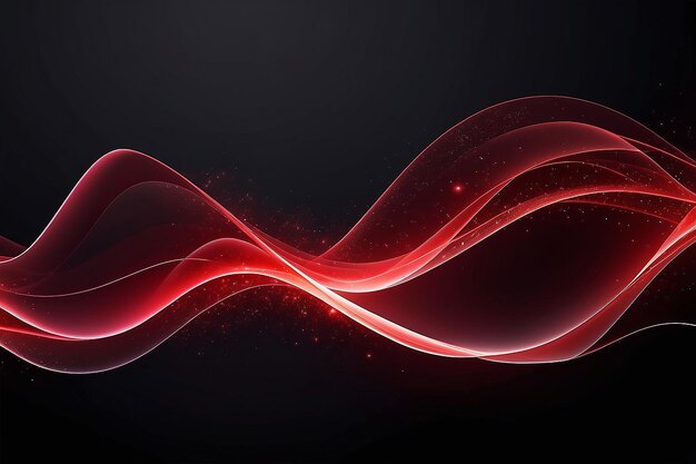 Abstracto elemento de diseño de onda roja de color brillante en fondo oscuro Diseño científico o tecnológico